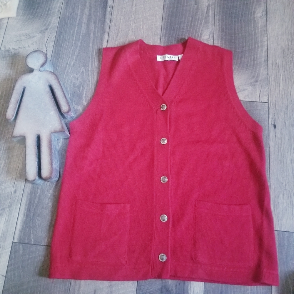 Vintage Chaus Red sweater Vest Size Small